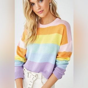 Forever 21 Rainbow Striped Sweater